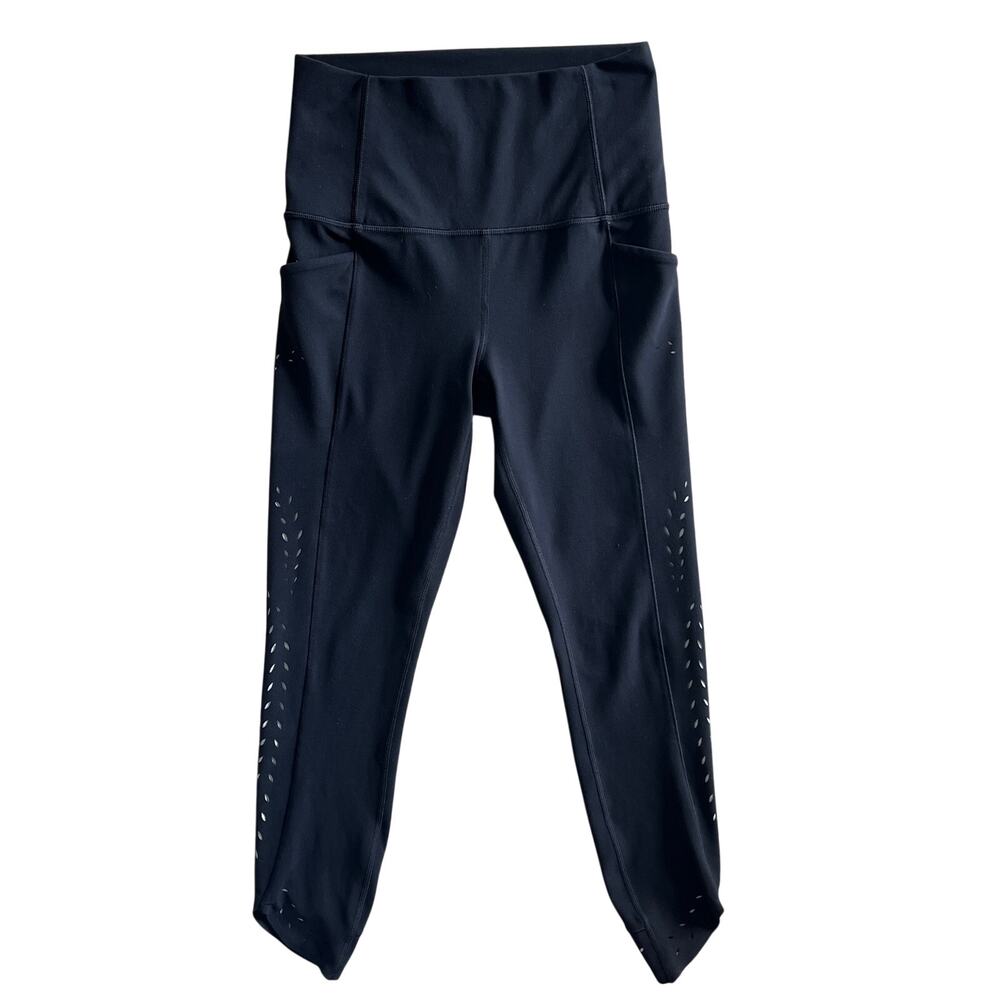 Athleta Salutation Stash Pocket II Laser Cut 7/8 Leggings Black XS